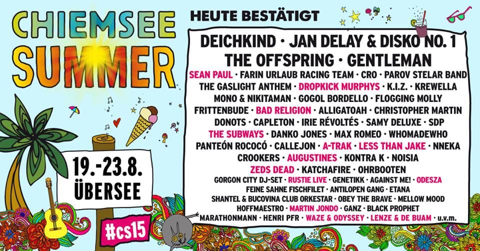 13 nieuwe namen voor Chiemsee Summer 2015