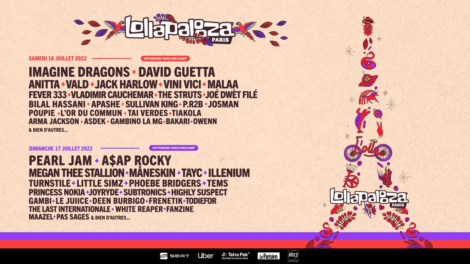 Lollapalooza Paris 2022 presenteert affiche