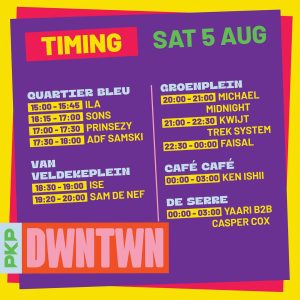 PKP DWNTWN 2023 Timetable zaterdag 5 augustus